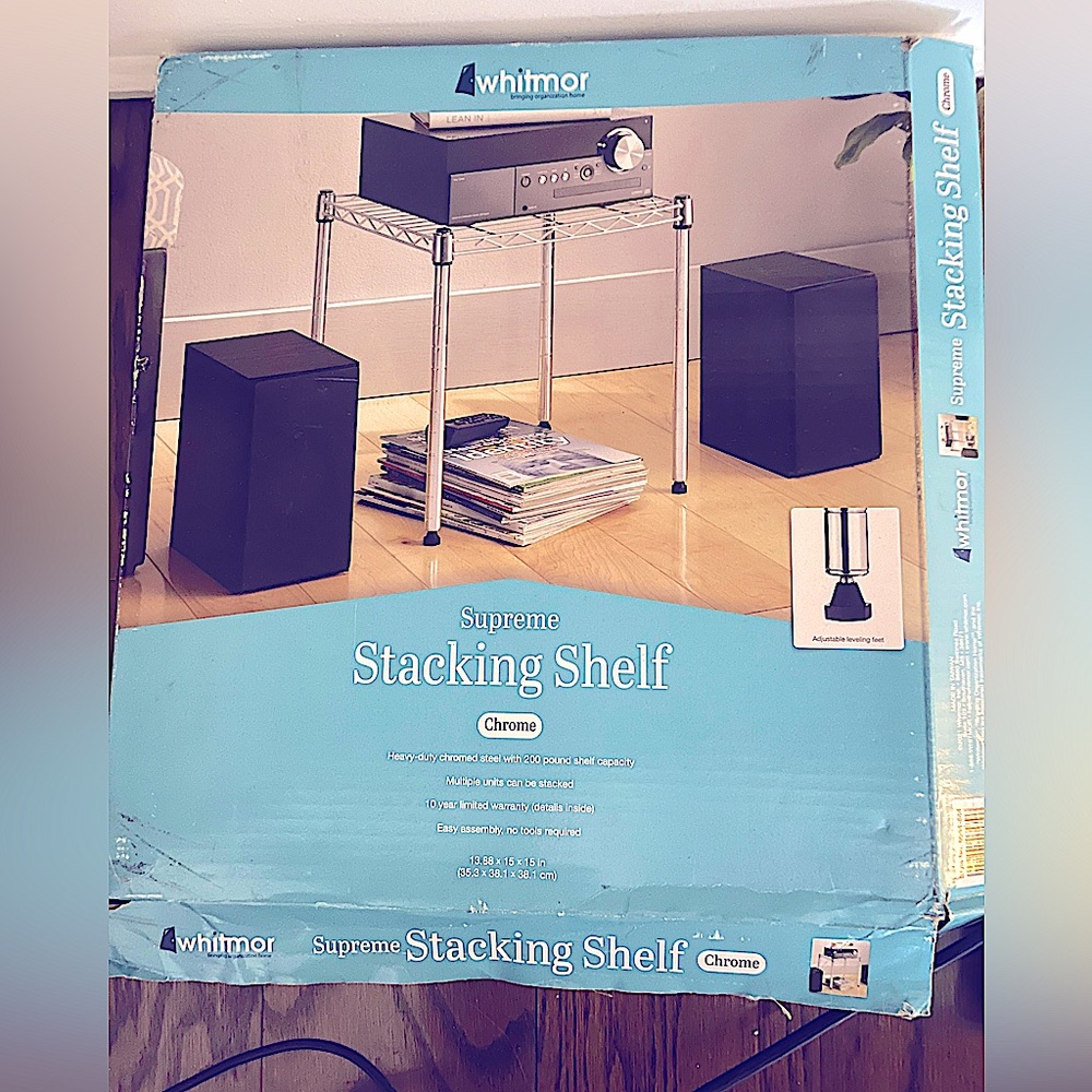 NIB NEW IN BOX! Whitmore supreme small stacking utility shelf chrome heavy duty